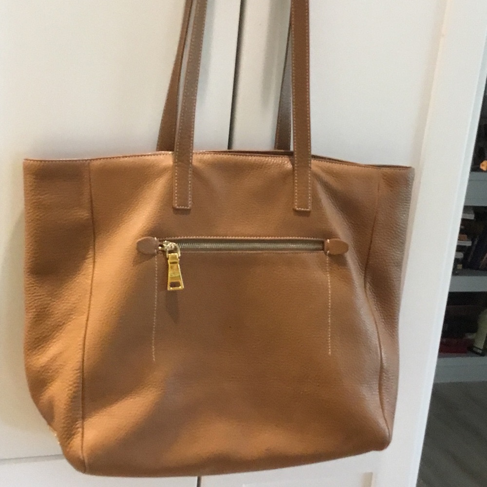 Large caramel leather Prada tote. 19x14 with shoulder straps